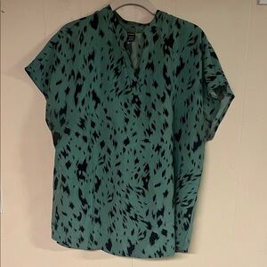 SHEIN Green and Black Abstract Blouse